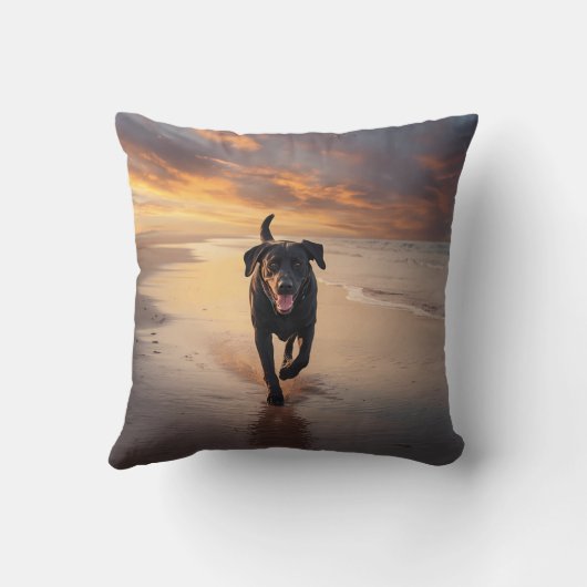 Black Labrador Retriever Elegant Throw Pillow クッション (裏面)