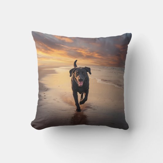Black Labrador Retriever Elegant Throw Pillow クッション (正面)