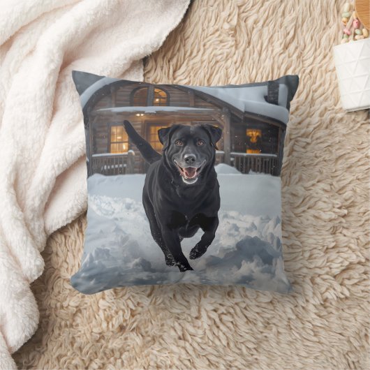 Black Labrador Retriever Elegant Throw Pillow クッション (ブランケット)