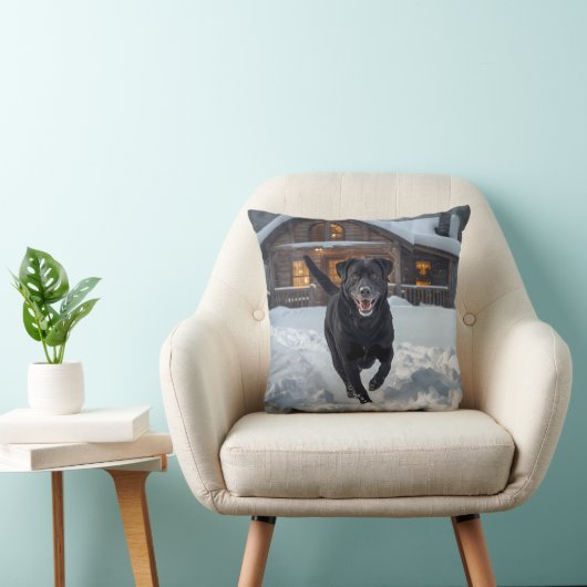 Black Labrador Retriever Elegant Throw Pillow クッション (椅子)
