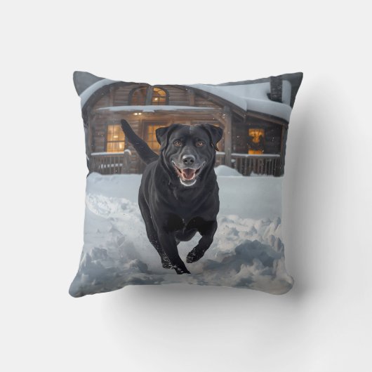 Black Labrador Retriever Elegant Throw Pillow クッション (裏面)