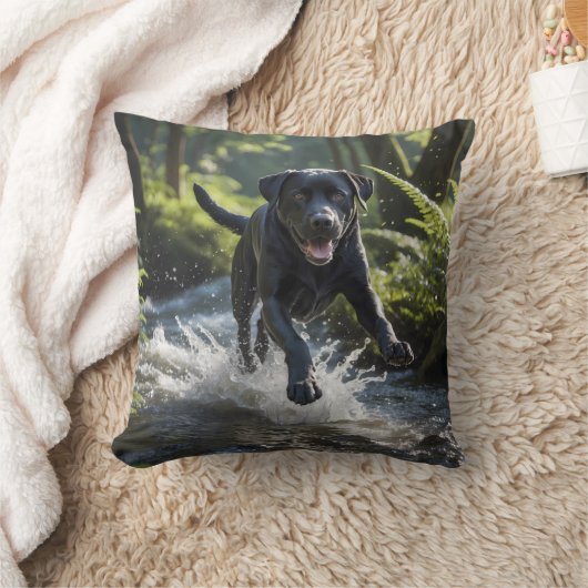 Black Labrador Retriever Elegant Throw Pillow クッション (ブランケット)