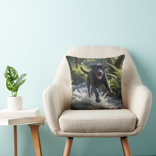 Black Labrador Retriever Elegant Throw Pillow クッション (椅子)