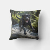 Black Labrador Retriever Elegant Throw Pillow クッション (裏面)