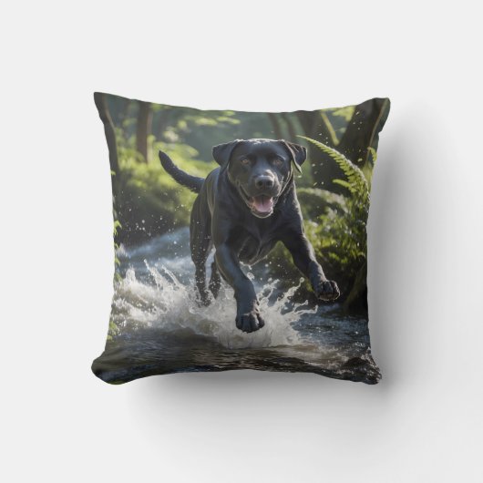Black Labrador Retriever Elegant Throw Pillow クッション (正面)