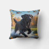 Black Labrador Retriever Elegant Throw Pillow クッション (裏面)