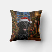 Black Labrador Retriever Holiday  クッション (裏面)
