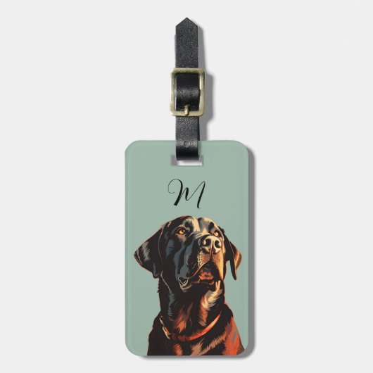 Black Labrador Retriever Luggage Tag ラゲッジタグ (正面縦)