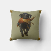Black Labrador Retriever & Pheasant throw cushion クッション (裏面)