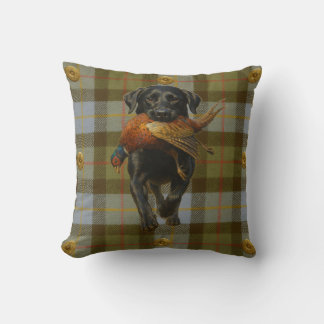 Black Labrador Retriever & Pheasant throw cushion クッション