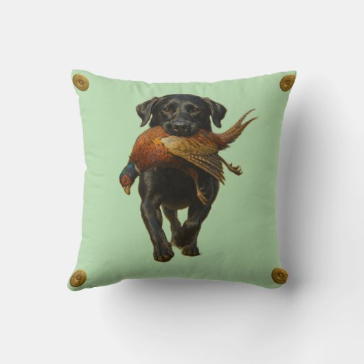 Black Labrador Retriever & Pheasant throw cushion クッション (裏面)