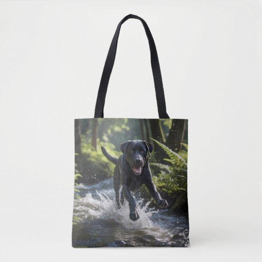 Black Labrador Retriever Shoulder Tote Bag トートバッグ (正面)