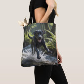 Black Labrador Retriever Shoulder Tote Bag トートバッグ (クローズアップ)