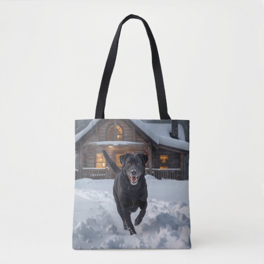 Black Labrador Retriever Shoulder Tote Bag トートバッグ (正面)