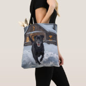 Black Labrador Retriever Shoulder Tote Bag トートバッグ (クローズアップ)