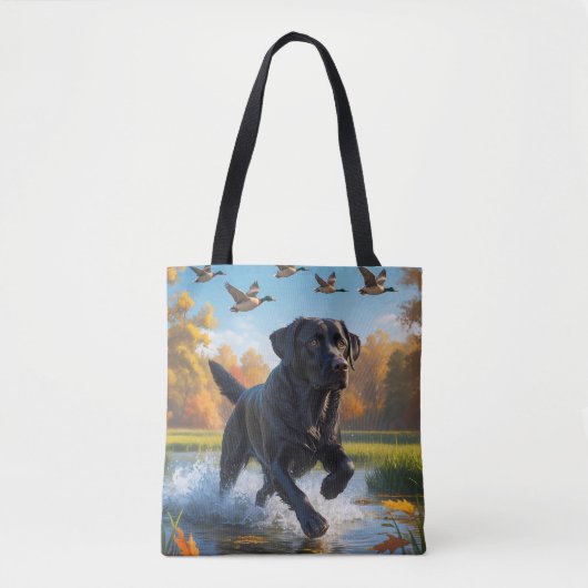 Black Labrador Retriever Shoulder Tote Bag トートバッグ (正面)
