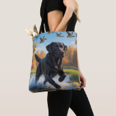 Black Labrador Retriever Shoulder Tote Bag トートバッグ (クローズアップ)