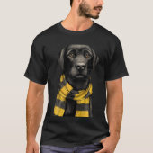 Black Labrador Retriever Wearing a Scarf Tシャツ (正面)