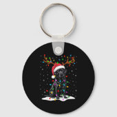 Black Labrador Santa Hat Reindeer Tree Lights Chri キーホルダー (正面)