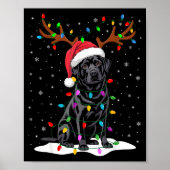 Black Labrador Santa Hat Reindeer Tree Lights Chri ポスター (正面)