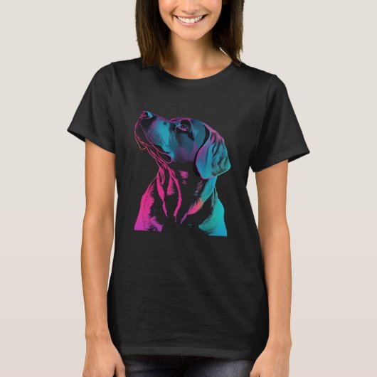 Black Labrador Synthwave 80s Retrowave Aesthetic Tシャツ (正面)