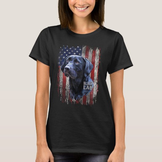 Black Labrador USA Flag Lab Owner Patriotic Dog   Tシャツ (正面)