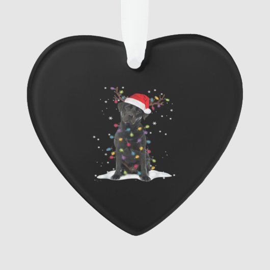 Black Labrador Xmas Dog Christmas Tree Light Class オーナメント (正面)