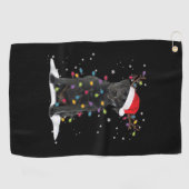 Black Labrador Xmas Dog Christmas Tree Light Class ゴルフタオル (横)