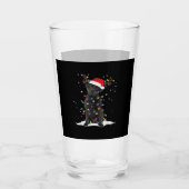 Black Labrador Xmas Dog Christmas Tree Light Class タンブラーグラス (正面)