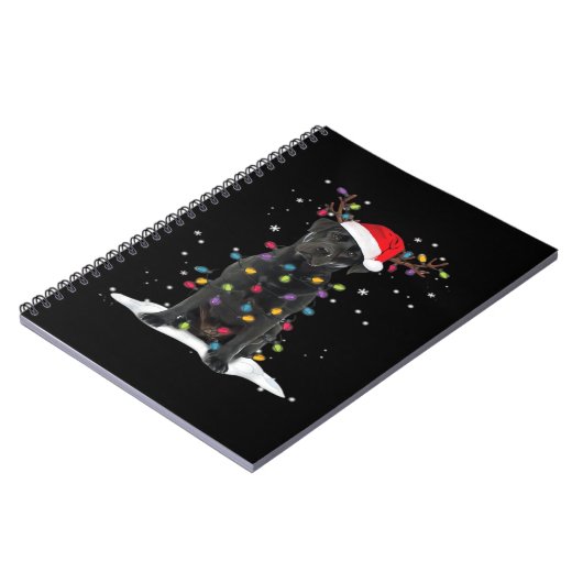 Black Labrador Xmas Dog Christmas Tree Light Class ノートブック (左側)