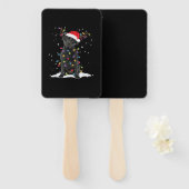 Black Labrador Xmas Dog Christmas Tree Light Class ハンドファン (正面&裏面)