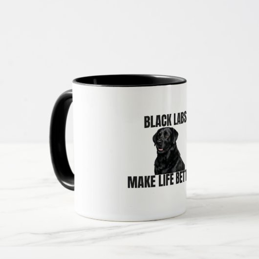 Black Labs Make Life Better! – Black Labrador マグカップ (正面左)