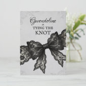 Black Lace Bow Tying The Knot Bridal Shower 招待状 (スタンド正面)