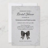Black Lace Bow Tying The Knot Bridal Shower 招待状 (裏面)