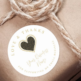 Black Lace Effect Heart Love & Thanks Supporting  ラウンドシール