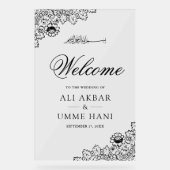 Black Lace Islamic Muslim Wedding Welcome Sign アクリルサイン (正面)