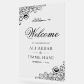 Black Lace Islamic Muslim Wedding Welcome Sign アクリルサイン (傾斜)