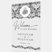 Black Lace Muslim Wedding Welcome アクリルサイン (傾斜)