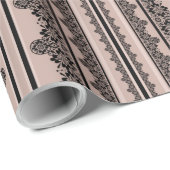 Black lace, openwork, brown background, beige, Bla ラッピングペーパー (ロールコーナー)