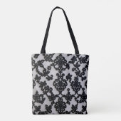 Black Lace Pattern Tote Bag -Not Real Lace トートバッグ (裏面)