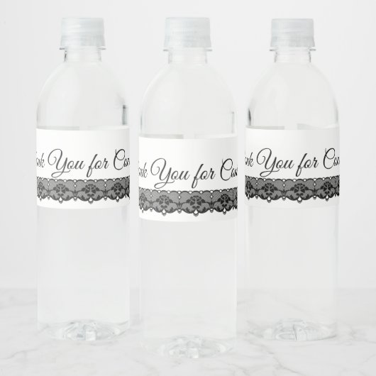 Black Lace Water Bottle Labels for Wedding ペットボトルラベル (ボトル)