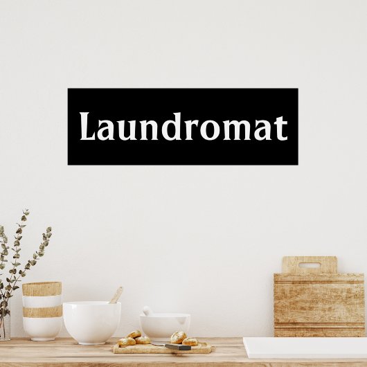 Black Laundromat Wall Art Poster Print ポスター (キッチン)