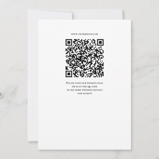Black Laurel Monogram Wedding Invitation QR Code 招待状 (裏面)