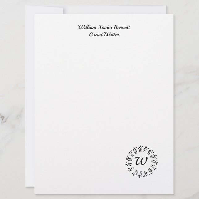 Black laurel wreath monogrammed レターヘッド (正面)