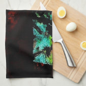 Black lava abstract kitchen towels,Dark abstract キッチンタオル (四つ折り)