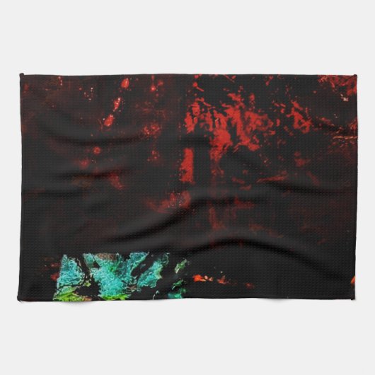 Black lava abstract kitchen towels,Dark abstract キッチンタオル (横)
