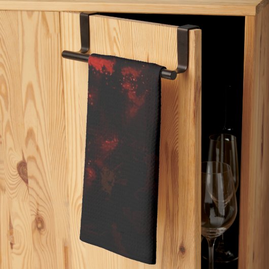 Black lava abstract kitchen towels,Dark abstract キッチンタオル (三つ折り)