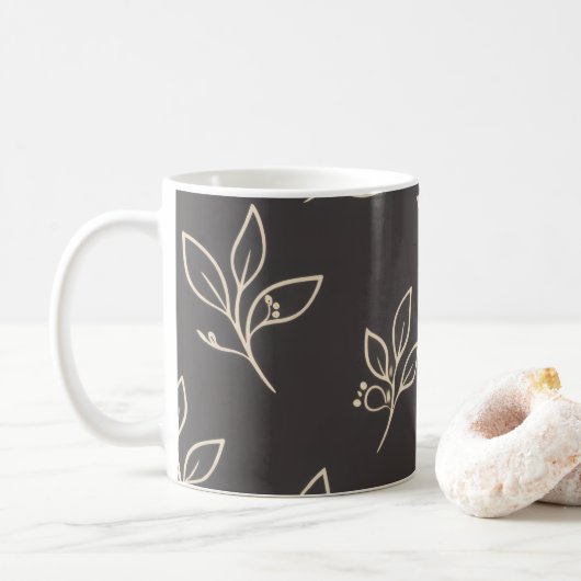 Black Leaf Mug | Modern Coffee Mug コーヒーマグカップ (ドーナツ)