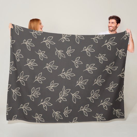 Black Leaf Throw Blanket フリースブランケット (インサイチュ)