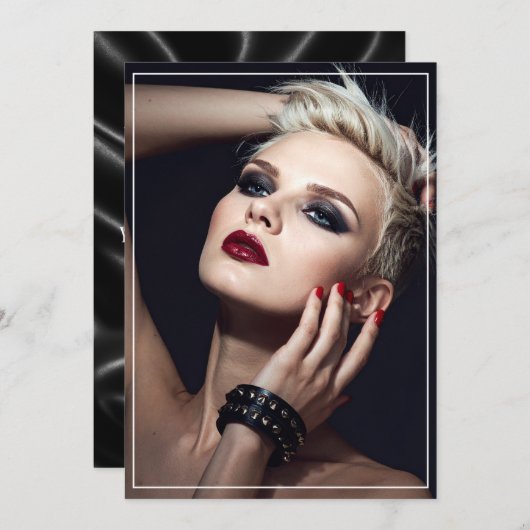 Black Leather Anniversary/Valentine's Flat Card 招待状 (正面/裏面)